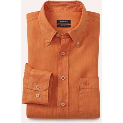 Walbusch Pures Leinen Hemd Überfärber, Regular Fit#noch offen: Größenlauf, Farbe Orange, 45/46, 100% kühlendes Leinen Kent-Kragen Button-down Herren Walbusch Pures Leinen Hemd Überfärber, Regular Fit#noch offen: Größenlauf, Farbe Orange, 45/46, 100% kühlendes Leinen Kent-Kragen Button-down Herren