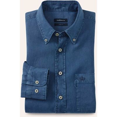 Walbusch Pures Leinen Hemd Überfärber, Regular Fit#noch offen: Größenlauf, Farbe Blau, 45/46, 100% kühlendes Leinen Kent-Kragen Button-down Herren Walbusch Pures Leinen Hemd Überfärber, Regular Fit#noch offen: Größenlauf, Farbe Blau, 45/46, 100% kühlendes Leinen Kent-Kragen Button-down Herren