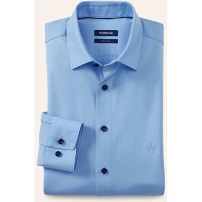 Walbusch Performance-Hemd, Regular Fit#noch offen: Größenlauf, Farbe Blau, 38, hochwertiger Jersey Kent-Kragen Herren Walbusch Performance-Hemd, Regular Fit#noch offen: Größenlauf, Farbe Blau, 38, hochwertiger Jersey Kent-Kragen Herren