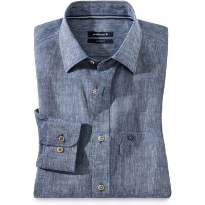 Walbusch Pures Leinen Hemd, Comfort Fit#noch offen: Größenlauf, Farbe Blau, 41/42, kühlendes Leinen mit Kent-Kragen Herren Walbusch Pures Leinen Hemd, Comfort Fit#noch offen: Größenlauf, Farbe Blau, 41/42, kühlendes Leinen mit Kent-Kragen Herren