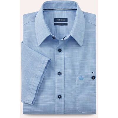 Walbusch Tropical Kurzarm-Hemd, Regular Fit#noch offen: Größenlauf, Farbe Blau, 43/44, bügelleichte Baumwolle Kent-Kragen Herren Walbusch Tropical Kurzarm-Hemd, Regular Fit#noch offen: Größenlauf, Farbe Blau, 43/44, bügelleichte Baumwolle Kent-Kragen Herren
