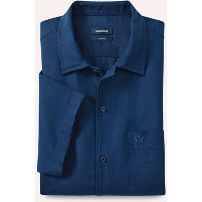 Walbusch Leinen-Mix Revers-Kragen-Hemd, Comfort Fit#noch offen: Größenlauf, Farbe Blau, 38, luftiger Leinen-Mix modischer Reverskragen Herren Walbusch Leinen-Mix Revers-Kragen-Hemd, Comfort Fit#noch offen: Größenlauf, Farbe Blau, 38, luftiger Leinen-Mix modischer Reverskragen Herren