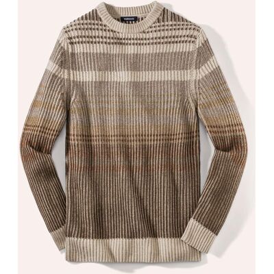 Walbusch Vanise-Pullover, , Farbe Braun, 56, effektvoller Strick mit Streifen mit weichem Cashmere Herren Walbusch Vanise-Pullover, , Farbe Braun, 56, effektvoller Strick mit Streifen mit weichem Cashmere Herren