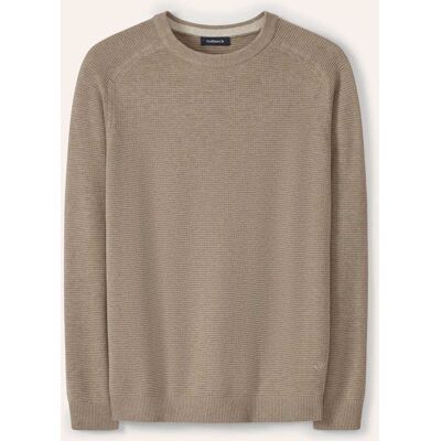 Walbusch Ottoman Pullover, normale Größen, Farbe Beige, 50, reine Baumwolle lebendige Strickstruktur Herren Walbusch Ottoman Pullover, normale Größen, Farbe Beige, 50, reine Baumwolle lebendige Strickstruktur Herren