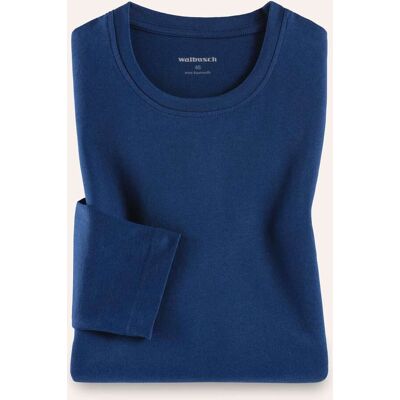 Walbusch Langarm-Shirt Rundhalsausschnitt, , Farbe Blau, 50, reine weiche Baumwolle bequem und formstabil Herren Walbusch Langarm-Shirt Rundhalsausschnitt, , Farbe Blau, 50, reine weiche Baumwolle bequem und formstabil Herren