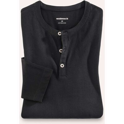 Walbusch Henley-Shirt, , Farbe Schwarz, 54, hautsympathisch dank Baumwolle Serafino-Ausschnitt Herren Walbusch Henley-Shirt, , Farbe Schwarz, 54, hautsympathisch dank Baumwolle Serafino-Ausschnitt Herren