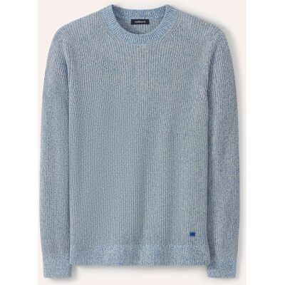 Walbusch Mouline Pullover, normale Größen, Farbe Blau, 48, reine Baumwolle lebendige Optik Herren Walbusch Mouline Pullover, normale Größen, Farbe Blau, 48, reine Baumwolle lebendige Optik Herren