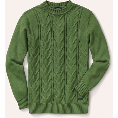Walbusch Zopfpullover Woolcot, , Farbe Grün, 56, weicher Baumwoll-/Wollmix temperaturregulierend Herren Walbusch Zopfpullover Woolcot, , Farbe Grün, 56, weicher Baumwoll-/Wollmix temperaturregulierend Herren