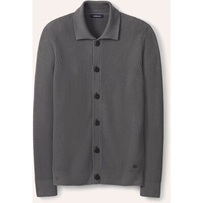 Walbusch Gerippter Polo-Cardigan, normale Größen, Farbe Grau, 54, reine Baumwolle moderner Patentstrick Herren Walbusch Gerippter Polo-Cardigan, normale Größen, Farbe Grau, 54, reine Baumwolle moderner Patentstrick Herren