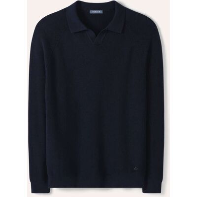 Walbusch Gerippter Polopullover, normale Größen, Farbe Blau, 52, weiche Baumwolle sportlicher Patentstrick Herren Walbusch Gerippter Polopullover, normale Größen, Farbe Blau, 52, weiche Baumwolle sportlicher Patentstrick Herren