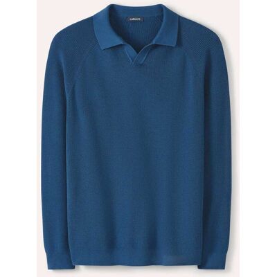 Walbusch Gerippter Polopullover, normale Größen, Farbe Blau, 62/64, weiche Baumwolle sportlicher Patentstrick Herren Walbusch Gerippter Polopullover, normale Größen, Farbe Blau, 62/64, weiche Baumwolle sportlicher Patentstrick Herren