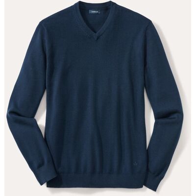 Walbusch V-Pullover Merino Extrafein, , Farbe Blau, 48, reine, extrafeine Merinowolle temperaturausgleichend Herren Walbusch V-Pullover Merino Extrafein, , Farbe Blau, 48, reine, extrafeine Merinowolle temperaturausgleichend Herren