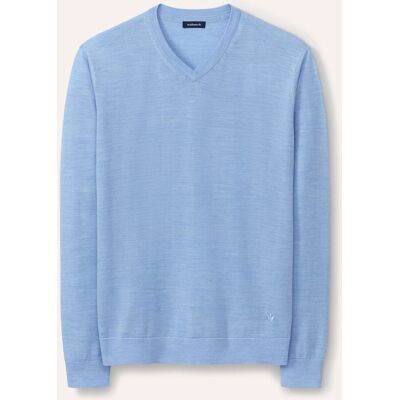 Walbusch V-Pullover Merino Extrafein, , Farbe Blau, 56, reine, extrafeine Merinowolle temperaturausgleichend Herren Walbusch V-Pullover Merino Extrafein, , Farbe Blau, 56, reine, extrafeine Merinowolle temperaturausgleichend Herren