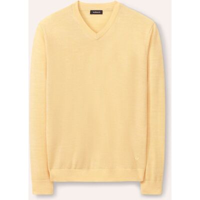 Walbusch V-Pullover Merino Extrafein, , Farbe Gelb, 52, reine, extrafeine Merinowolle temperaturausgleichend Herren Walbusch V-Pullover Merino Extrafein, , Farbe Gelb, 52, reine, extrafeine Merinowolle temperaturausgleichend Herren