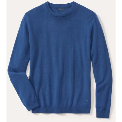 Walbusch Rundhals-Pullover Merino Extrafein, , Farbe Blau, 54, reine, extrafeine Merinowolle temperaturausgleichend Herren Walbusch Rundhals-Pullover Merino Extrafein, , Farbe Blau, 54, reine, extrafeine Merinowolle temperaturausgleichend Herren