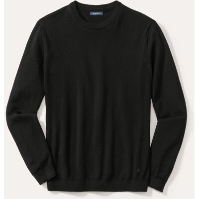 Walbusch Rundhals-Pullover Merino Extrafein, , Farbe Schwarz, 54, reine, extrafeine Merinowolle temperaturausgleichend Herren Walbusch Rundhals-Pullover Merino Extrafein, , Farbe Schwarz, 54, reine, extrafeine Merinowolle temperaturausgleichend Herren