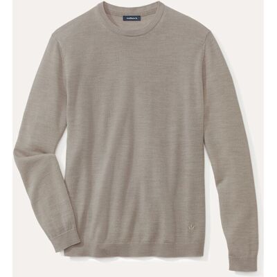 Walbusch Rundhals-Pullover Merino Extrafein, , Farbe Beige, 48, reine, extrafeine Merinowolle temperaturausgleichend Herren Walbusch Rundhals-Pullover Merino Extrafein, , Farbe Beige, 48, reine, extrafeine Merinowolle temperaturausgleichend Herren