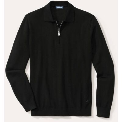 Walbusch Polo-Pullover Merino Extrafein, , Farbe Schwarz, 50, reine, extrafeine Merinowolle temperaturausgleichend Herren Walbusch Polo-Pullover Merino Extrafein, , Farbe Schwarz, 50, reine, extrafeine Merinowolle temperaturausgleichend Herren