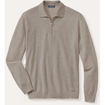 Walbusch Polo-Pullover Merino Extrafein, , Farbe Beige, 50, reine, extrafeine Merinowolle temperaturausgleichend Herren Walbusch Polo-Pullover Merino Extrafein, , Farbe Beige, 50, reine, extrafeine Merinowolle temperaturausgleichend Herren