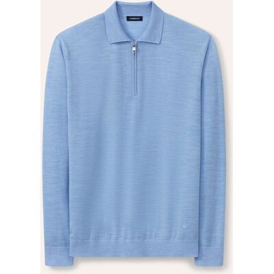 Walbusch Polo-Pullover Merino Extrafein, , Farbe Blau, 52, reine, extrafeine Merinowolle temperaturausgleichend Herren Walbusch Polo-Pullover Merino Extrafein, , Farbe Blau, 52, reine, extrafeine Merinowolle temperaturausgleichend Herren