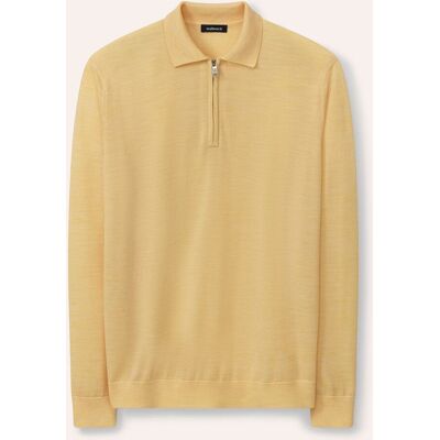 Walbusch Polo Pullover Merino Extrafein, , Farbe Gelb, 56, reine, extrafeine Merinowolle temperaturausgleichend Herren Walbusch Polo Pullover Merino Extrafein, , Farbe Gelb, 56, reine, extrafeine Merinowolle temperaturausgleichend Herren