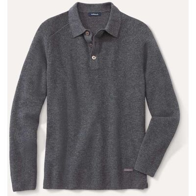 Walbusch Patentstrick-Polopullover, , Farbe Grau, 48, klimatisierender Wollmix echte Perlmuttknöpfe Herren Walbusch Patentstrick-Polopullover, , Farbe Grau, 48, klimatisierender Wollmix echte Perlmuttknöpfe Herren