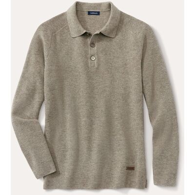 Walbusch Patentstrick-Polopullover, , Farbe Beige, 62/64, klimatisierender Wollmix echte Perlmuttknöpfe Herren Walbusch Patentstrick-Polopullover, , Farbe Beige, 62/64, klimatisierender Wollmix echte Perlmuttknöpfe Herren