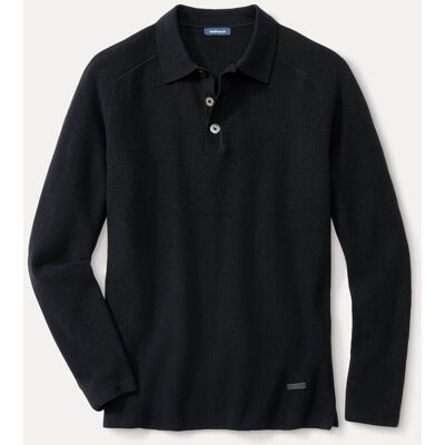 Walbusch Patentstrick-Polopullover, , Farbe Schwarz, 62/64, klimatisierender Wollmix echte Perlmuttknöpfe Herren Walbusch Patentstrick-Polopullover, , Farbe Schwarz, 62/64, klimatisierender Wollmix echte Perlmuttknöpfe Herren