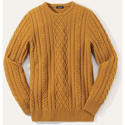 Walbusch Aran-Pullover, , Farbe Gelb, 58/60, feine Wollmischung aufwendiger Strukturstrick Herren Walbusch Aran-Pullover, , Farbe Gelb, 58/60, feine Wollmischung aufwendiger Strukturstrick Herren