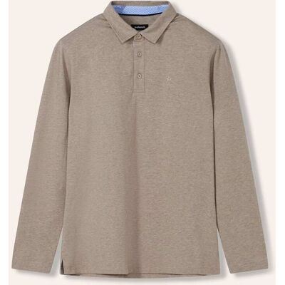 Walbusch Langarmpolo aus Baumwollmix, noch offen: Größenlauf, Farbe Beige, 50, elastischer Baumwollmix feines Melangegarn Herren Walbusch Langarmpolo aus Baumwollmix, noch offen: Größenlauf, Farbe Beige, 50, elastischer Baumwollmix feines Melangegarn Herren