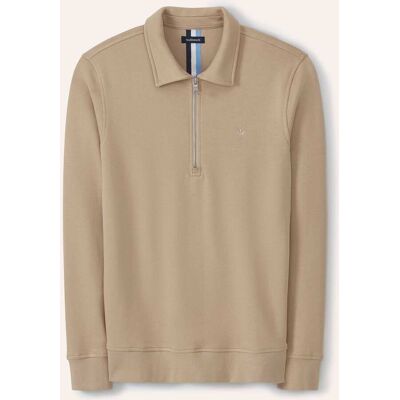Walbusch Polo Sweat, noch offen: Größenlauf, Farbe Beige, 56, reine Baumwolle Polokragen mit Reißverschluss Herren Walbusch Polo Sweat, noch offen: Größenlauf, Farbe Beige, 56, reine Baumwolle Polokragen mit Reißverschluss Herren