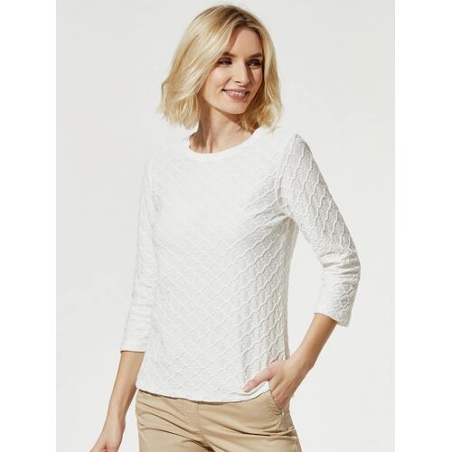 Walbusch Baumwollshirt Strukturmuster, normale Größen, Farbe Weiß, 52, weicher Baumwollmix mit 3/4-Ärmeln Damen