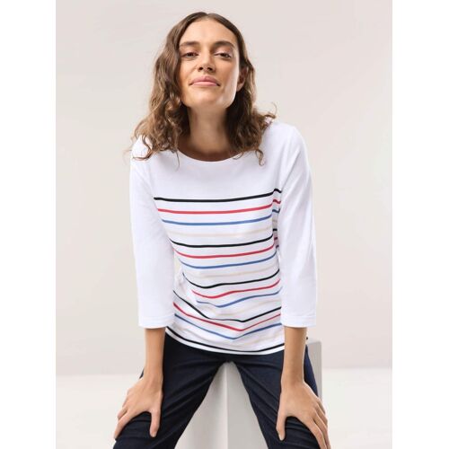 Walbusch Ringelshirt-Softcotton, normale Größen, Farbe Weiß, 48, hautsympathische Baumwolle raffiniertes Streifendessin Damen