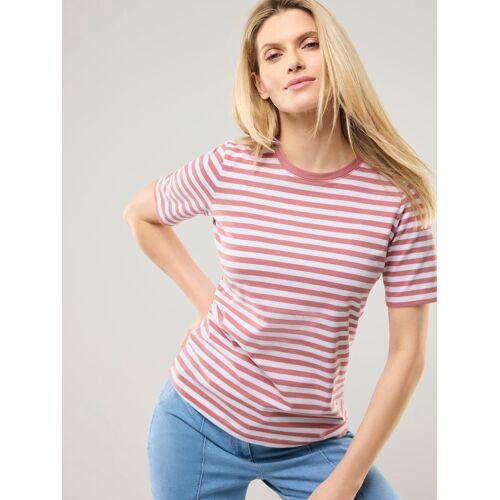 Walbusch Baumwoll Ringelshirt, normale Größen, Farbe Rosa, 50, hautsympathische Baumwolle bequem, da elastisch Damen