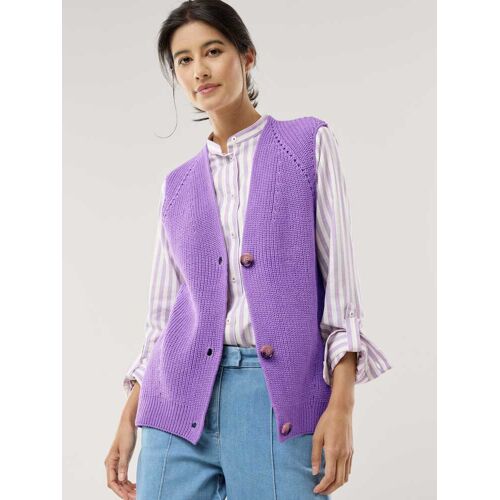 Walbusch Strickweste Patentmuster, noch offen: Größenlauf, Farbe Lila, 48, weicher Baumwollmix figurgünstiger Patentstrick Damen