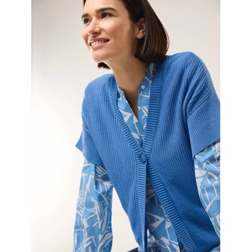 Walbusch Strickweste Strukturmuster, normale Größen, Farbe Blau, 52, modern-lässiger Schnitt komfortabler Baumwollmix Damen