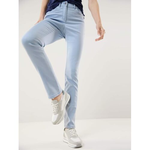 Walbusch Extraglatt Baumwollhose, Regular Fit#normale Größen#Kurzgrößen#Langgrößen, Farbe Hellblau, 38, bügelfrei mit Schmetterlings-Stickerei Damen