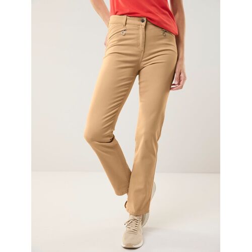Walbusch Powerstretch-Baumwollhose, Regular Fit#normale Größen#Kurzgrößen, Farbe Beige, 48, elastisch dank T400 Faser weicher Griff Damen