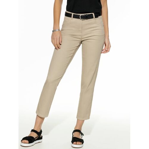 Walbusch 7/8-Baumwollhose Figurwunder Slim F, Slim Fit#normale Größen#Kurzgrößen, Farbe Beige, 44, mit Bauchweg-Funktion vorverlegte Seitennaht Damen