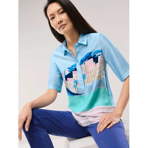 Walbusch Polo Bluse aus Viskose, noch offen: Filter Passform#noch offen: Größenlauf, Farbe Blau, 36, moderner Look weichfließende Viskose Damen