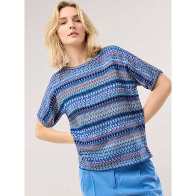 Walbusch Kimono Pullover Baumwolljacquard, normale Größen, Farbe Blau, 46, im Kimonoschnitt reine Baumwolle Damen Walbusch Kimono Pullover Baumwolljacquard, normale Größen, Farbe Blau, 46, im Kimonoschnitt reine Baumwolle Damen