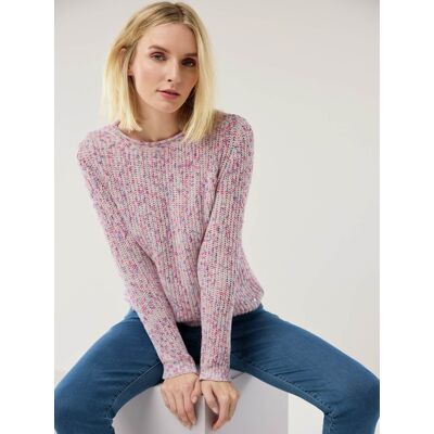 Walbusch Boucle-Pullover Multicolor, normale Größen, Farbe Pink, 44, atmungsaktiver Baumwollmix modischer Patentstrick Damen Walbusch Boucle-Pullover Multicolor, normale Größen, Farbe Pink, 44, atmungsaktiver Baumwollmix modischer Patentstrick Damen