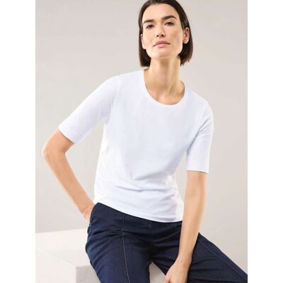 Walbusch Baumwoll-Basic-Shirt Halbarm, normale Größen, Farbe Weiß, 46, tolles Basic-Shirt angenehme Baumwollmischung Damen Walbusch Baumwoll-Basic-Shirt Halbarm, normale Größen, Farbe Weiß, 46, tolles Basic-Shirt angenehme Baumwollmischung Damen