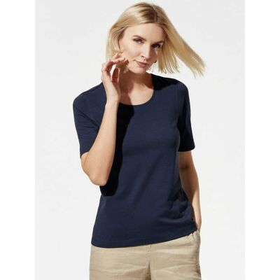 Walbusch Baumwoll-Basic-Shirt Halbarm, normale Größen, Farbe Blau, 46, tolles Basic-Shirt angenehme Baumwollmischung Damen Walbusch Baumwoll-Basic-Shirt Halbarm, normale Größen, Farbe Blau, 46, tolles Basic-Shirt angenehme Baumwollmischung Damen