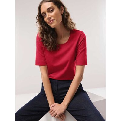 Walbusch Baumwoll-Basic-Shirt Halbarm, normale Größen, Farbe Rot, 46, tolles Basic-Shirt angenehme Baumwollmischung Damen Walbusch Baumwoll-Basic-Shirt Halbarm, normale Größen, Farbe Rot, 46, tolles Basic-Shirt angenehme Baumwollmischung Damen