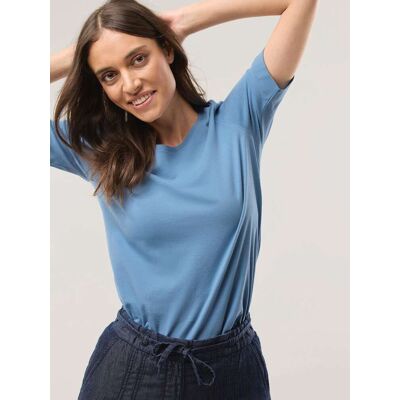 Walbusch Baumwoll-Basic-Shirt Halbarm, normale Größen, Farbe Blau, 40, tolles Basic-Shirt angenehme Baumwollmischung Damen Walbusch Baumwoll-Basic-Shirt Halbarm, normale Größen, Farbe Blau, 40, tolles Basic-Shirt angenehme Baumwollmischung Damen