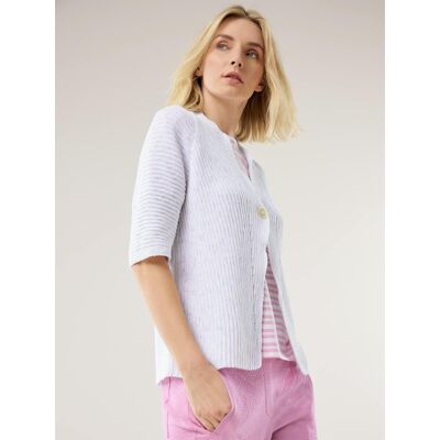 Walbusch Bändchengarn Strickweste, normale Größen, Farbe Weiß, 44, atmungsaktiver Baumwollmix effektvolles Maschenbild Damen Walbusch Bändchengarn Strickweste, normale Größen, Farbe Weiß, 44, atmungsaktiver Baumwollmix effektvolles Maschenbild Damen