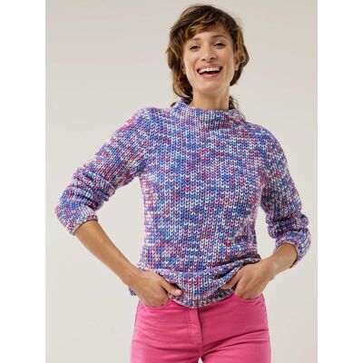 Walbusch Leichtgewicht-Pullover, normale Größen, Farbe Blau, 46, bedrucktes Bändchengarn aus feinem, italienischem Garn Damen Walbusch Leichtgewicht-Pullover, normale Größen, Farbe Blau, 46, bedrucktes Bändchengarn aus feinem, italienischem Garn Damen