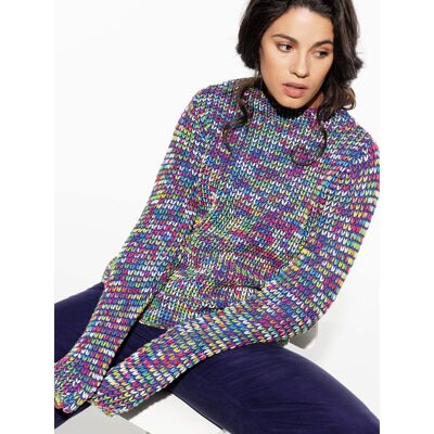Walbusch Leichtgewicht-Pullover, normale Größen, Farbe Blau, 50, bedrucktes Bändchengarn aus feinem, italienischem Garn Damen Walbusch Leichtgewicht-Pullover, normale Größen, Farbe Blau, 50, bedrucktes Bändchengarn aus feinem, italienischem Garn Damen