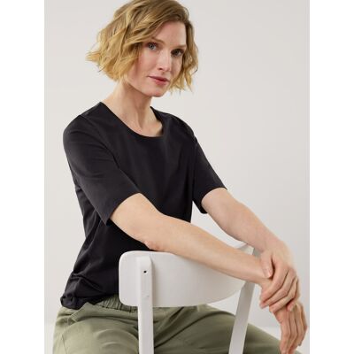 Walbusch Baumwoll-Basic-Shirt Halbarm, normale Größen, Farbe Schwarz, 44, tolles Basic-Shirt angenehme Baumwollmischung Damen Walbusch Baumwoll-Basic-Shirt Halbarm, normale Größen, Farbe Schwarz, 44, tolles Basic-Shirt angenehme Baumwollmischung Damen